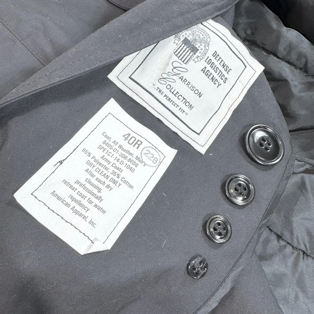 Garrison Collection Coat Mens 40R Black All Weather Trench Belted Army Military